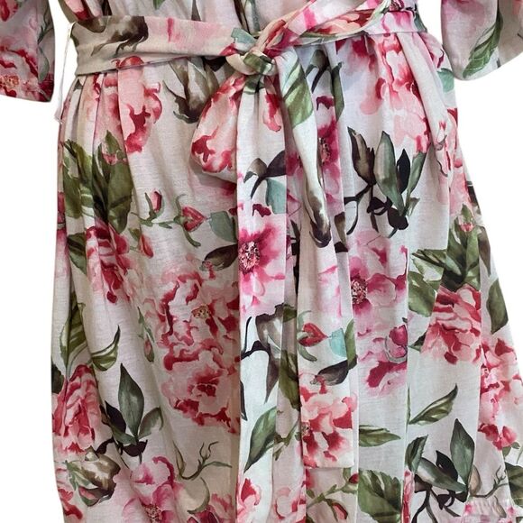 Show Me Your MuMu Brie Rose Print Robe Lightweight Feminine Cottage Swim Cover - Picture 11 of 13
